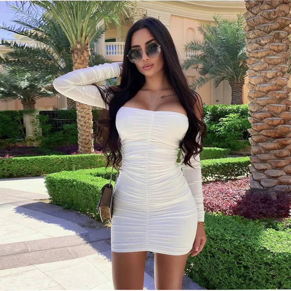 Зимний стиль 2020 Новое поступление женское платье с длинным рукавом открытыми