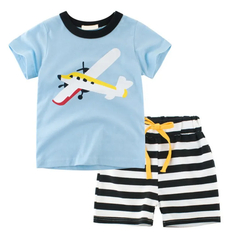 

Baywell Summer Children's Unisex Baby Clothes Sets Cotton Two-piece Top Shirt + Shorts Short Sleeve Boys Girls Clothing