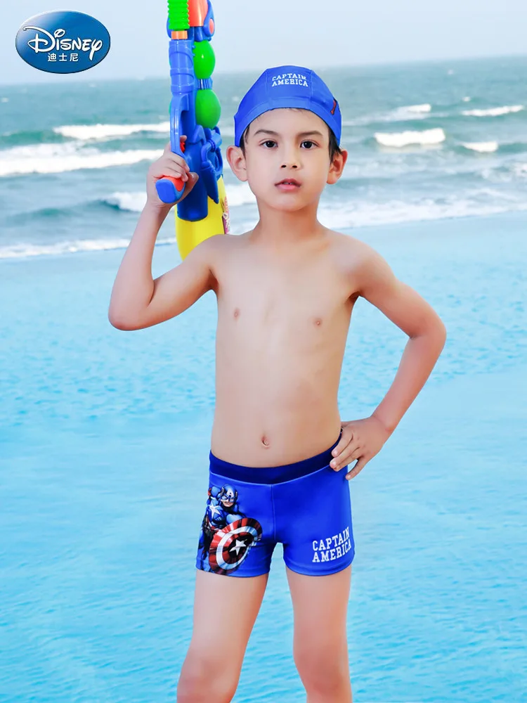 

Genuine Disney Children's Swimsuit 3-8 Years Old Boys Boxer Split Swimsuit Hot Spring Swimsuit Kids Hooded Swimsuit