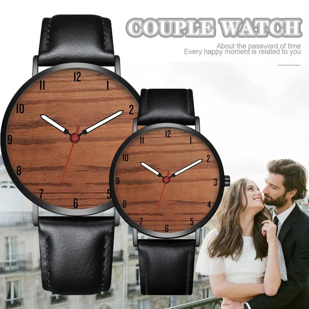 

Men's Watches Classic Couple Wristwatch Simple Faux Leather Strap Quartz Watch Valentines Day Present for Date Sport Wristwatch