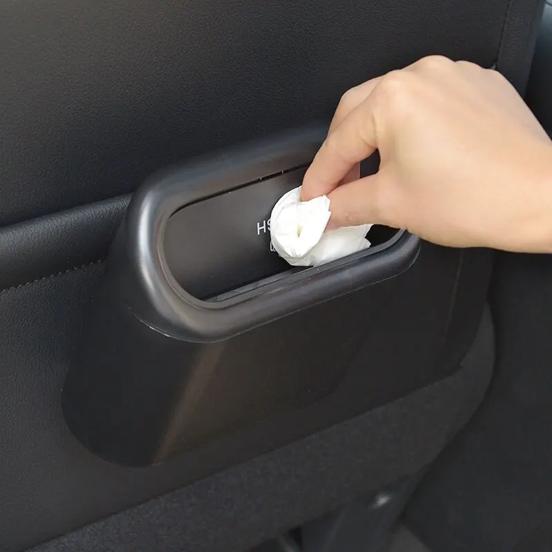 

Car Trash Bin Hanging Vehicle Garbage Dust Case Storage Box Car Accessories Black Abs Square Pressing Type Trash Can