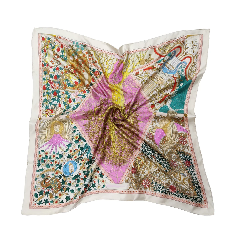 

The Tree of Life natural silk women scarf bandana spring 100% real silk 90cm big square headband wrap shawl summer ladies gift