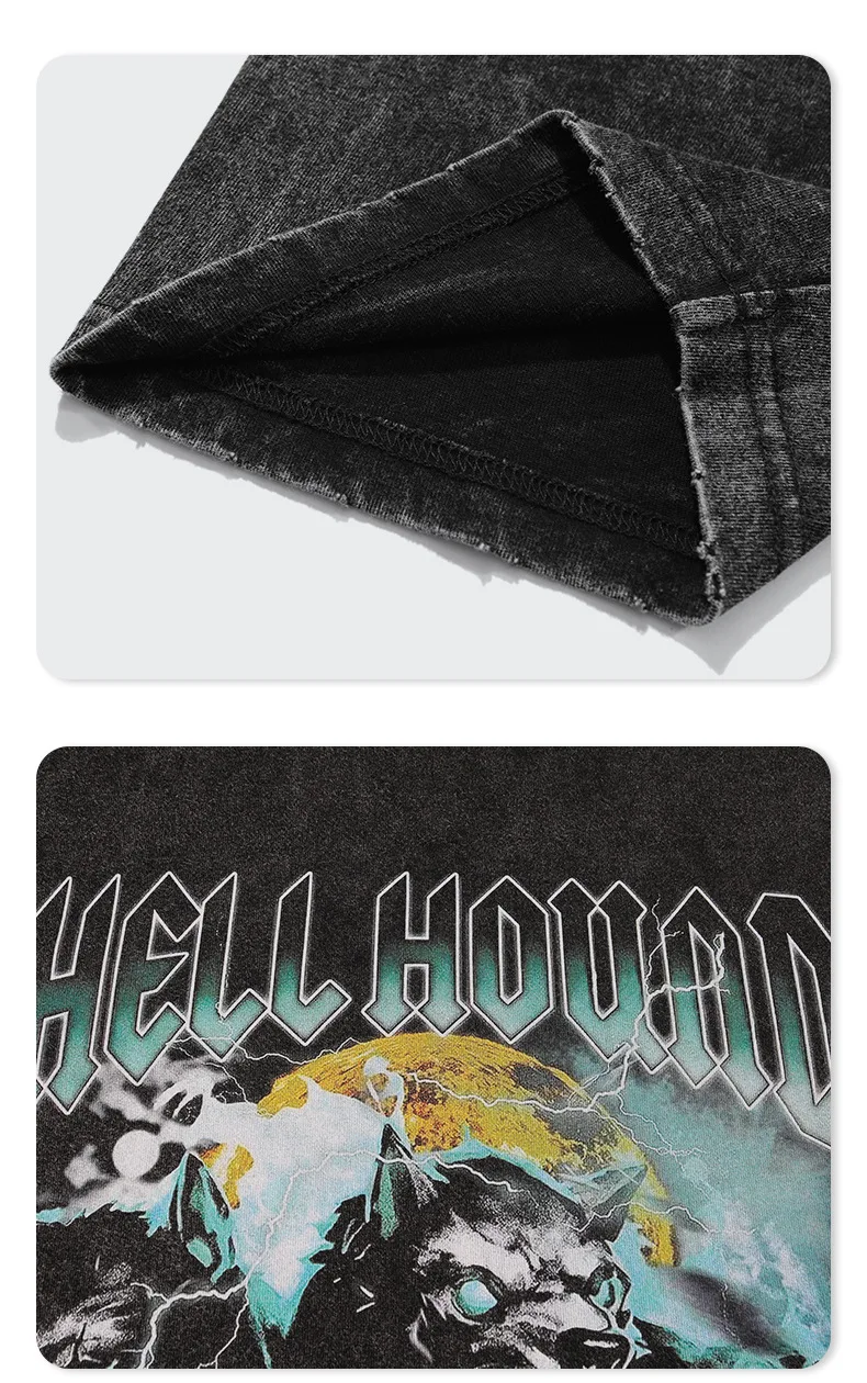 Футболка мужская с графическим принтом волка хлопковая Повседневная тенниска