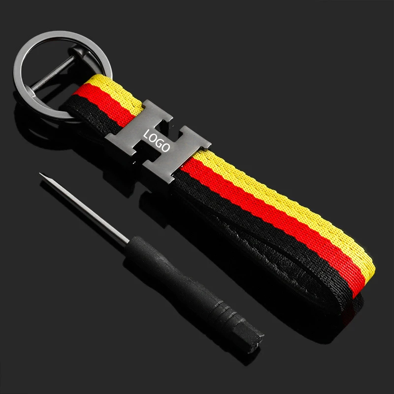 

2021 NEW Three-color Canvas Webbing Keychain Keyring Car Logo Key Chain For M R RS Sline S Line AMG Keychian Accessories Luxury