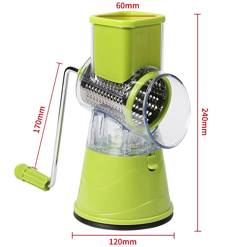 

3In1 Manual Vegetable Cutter Round Stainless Steel Hand Rotary Grater Vegetable Fruit Slicer Grinder Chopper Kitchen Accessories