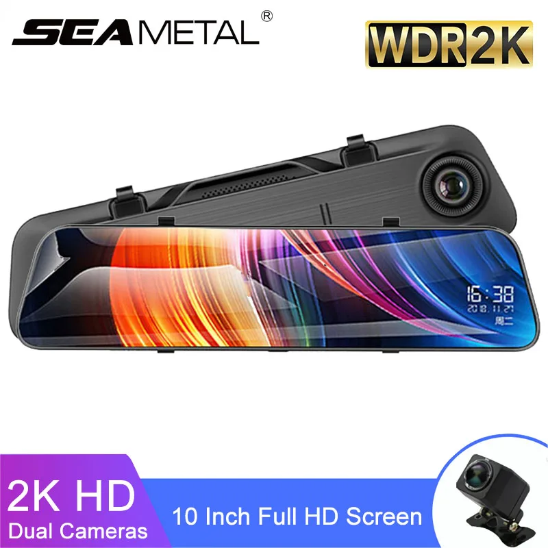 Seametal Автомобильный видеорегистратор авто заднего вида 2K Full HD DVR 10 дюймов с двумя