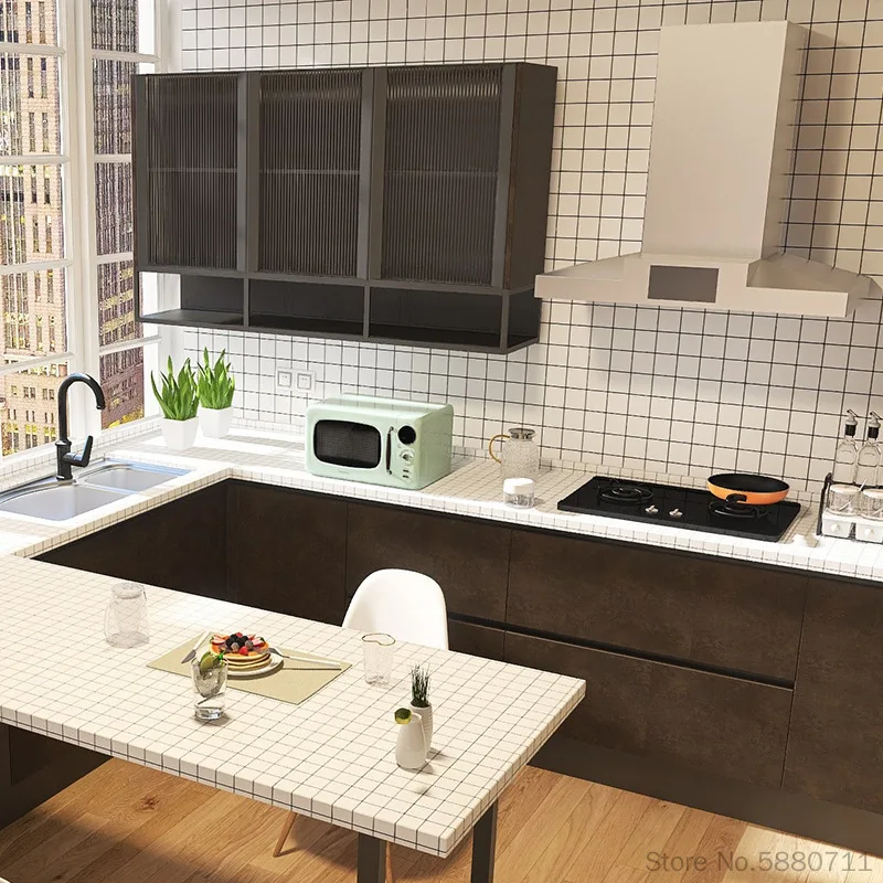 self adhesive kitchen bathroom waterproof wall stickers wallpaper lattice pattern tile stickers black and white lattice wallpape free global shipping