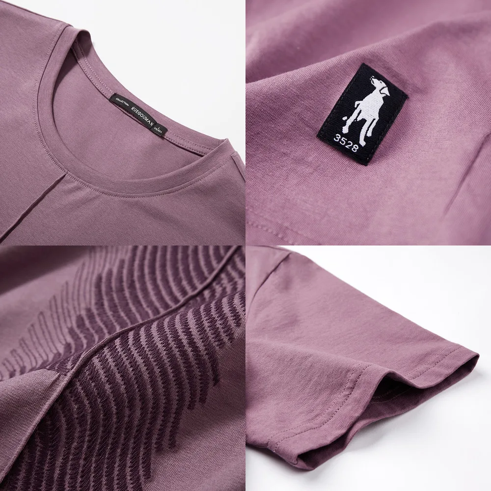 Мужская хлопковая футболка KUEGOU белая брендовая с короткими рукавами модная