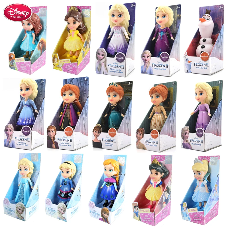 Genuine Disney Frozen 2 Figurine Princess Anna Elsa Belle Ariel Cinderella Action Figures Elza PVC Model Kids Girls Toys Gift