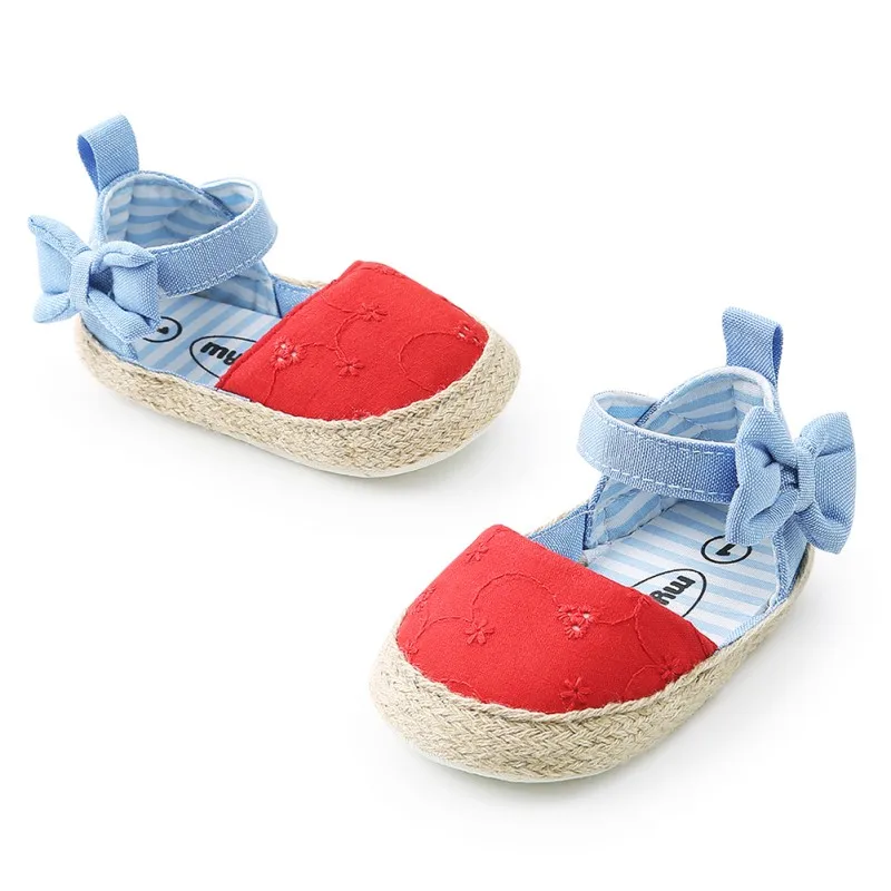 Летние сандалии для девочек детская обувь Классическая хлопковая с вышивкой и