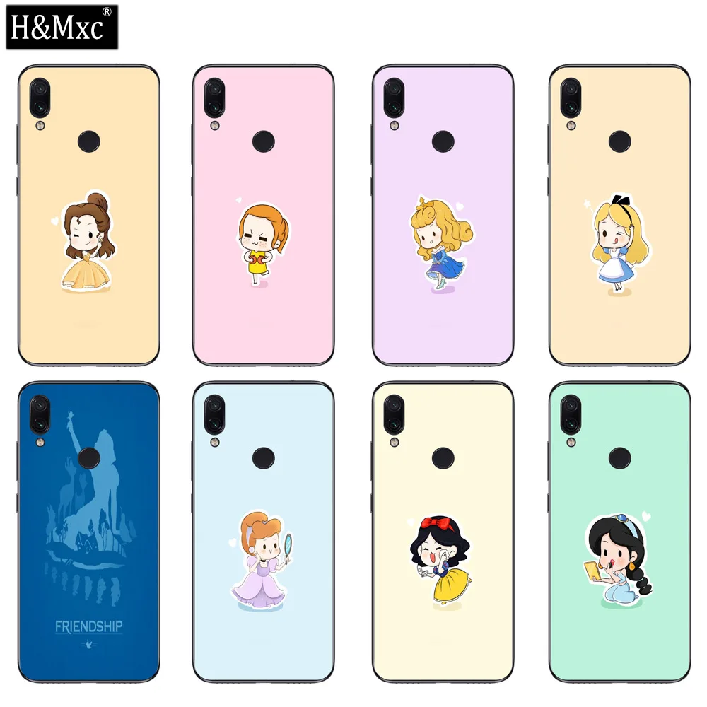 Красивый disney Princess 2 Чехол из закаленного стекла для телефона Redmi Note 6 задняя крышка