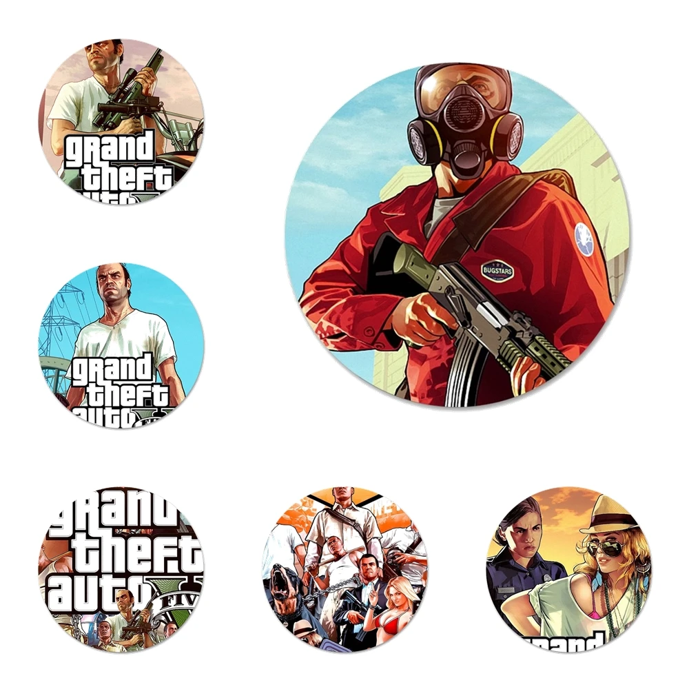 58 мм Rockstar GTA 5 Grand Theft Автомобильная брошь значок косплея аксессуары для одежды