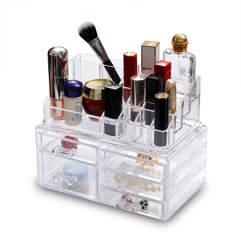 

New multi-functional cosmetic storage box Plastic transparent jewelry storage box desktop decoration dust-proof cosmetic case
