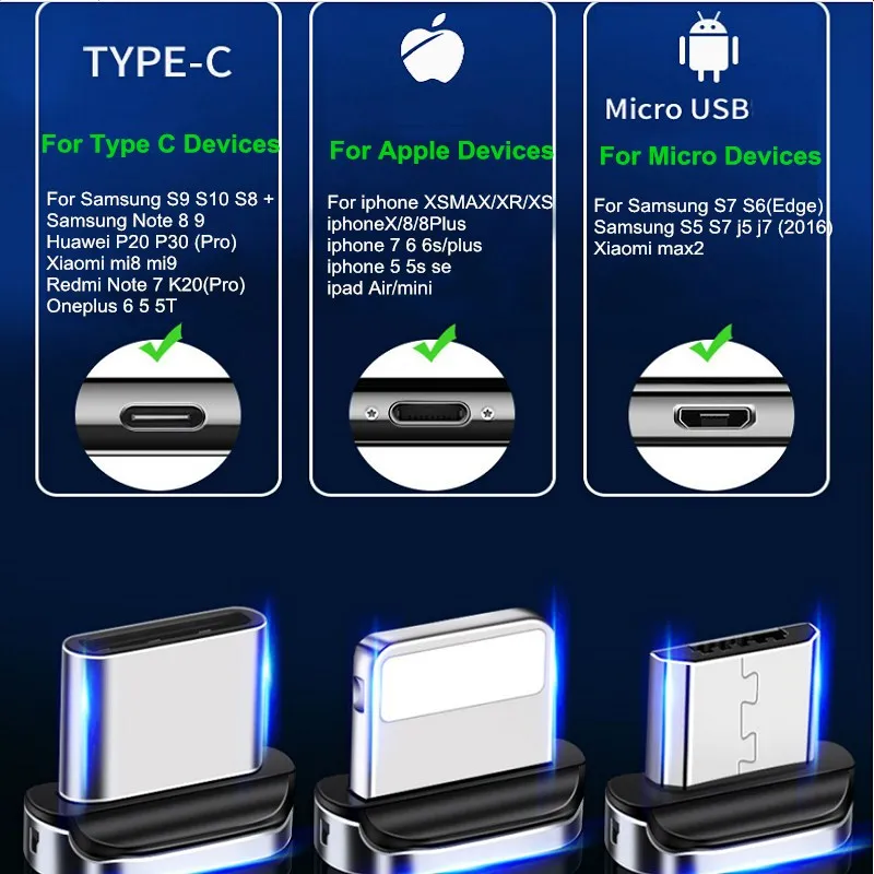 Vanniso 1 м 2 м микро USB кабель Магнитный кабель для iphone 3A Быстрая зарядка usb type C мобильный телефон быстрое зарядное устройство магнитный кабель для передачи данных