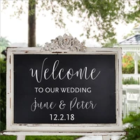 personalised wedding welcome sticker sign bride and groom names wedding date customized vinyl decal sticker 2924