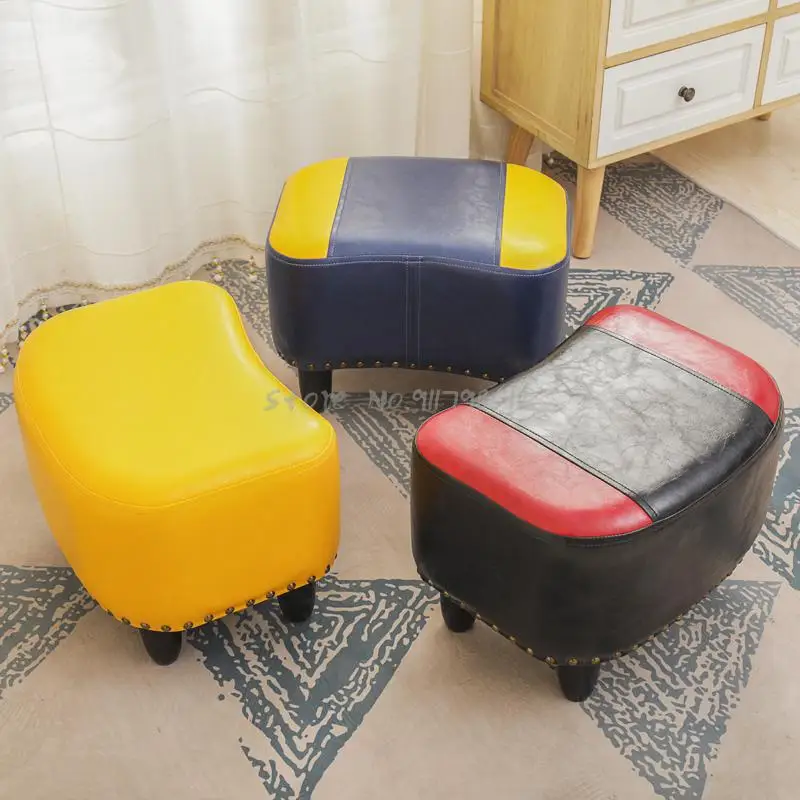 Coffee table stool living room footrest hallway shoe change creative sofa low leather home entrance American foot sm | Мебель
