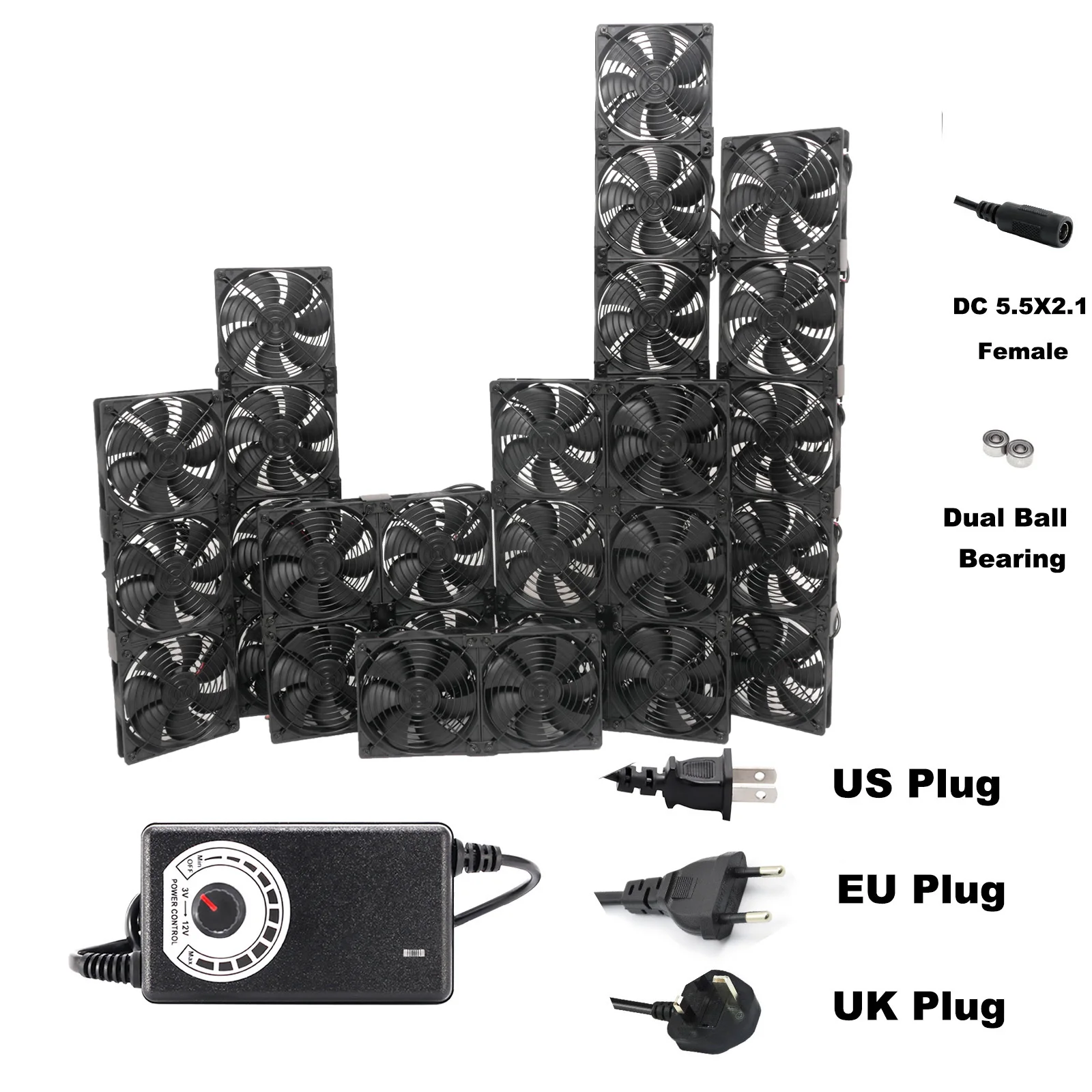 Velocidade Grande Volume de ar 110v 220v Btc Ltc Gpu Equipamento de Mineração Máquina Workstation Gabinete 120 mm Case Sistema Refrigeração Ventilador 12cm de Alta Ventiladores e resfriadores
