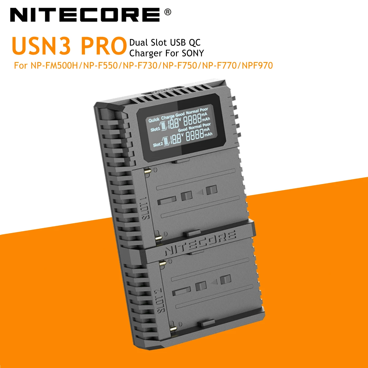 Дорожное зарядное устройство Nitecore USN3 Pro с двумя слотами USB QC для Sony | Электроника