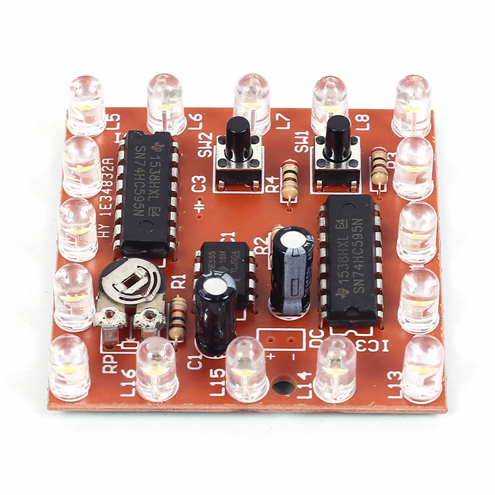 16-Way Water Lamp Мигающий светильник s DIY Kit стробоскоп NE555+ CD4017 электронный Обучающий набор деталей светильник светодиодный модуль - Цвет: 16-Way Water Lamp