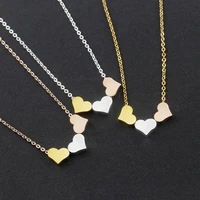minimalism love heart necklace stainless steel jewelry heart pendants for women best friend gift collier 10pcs