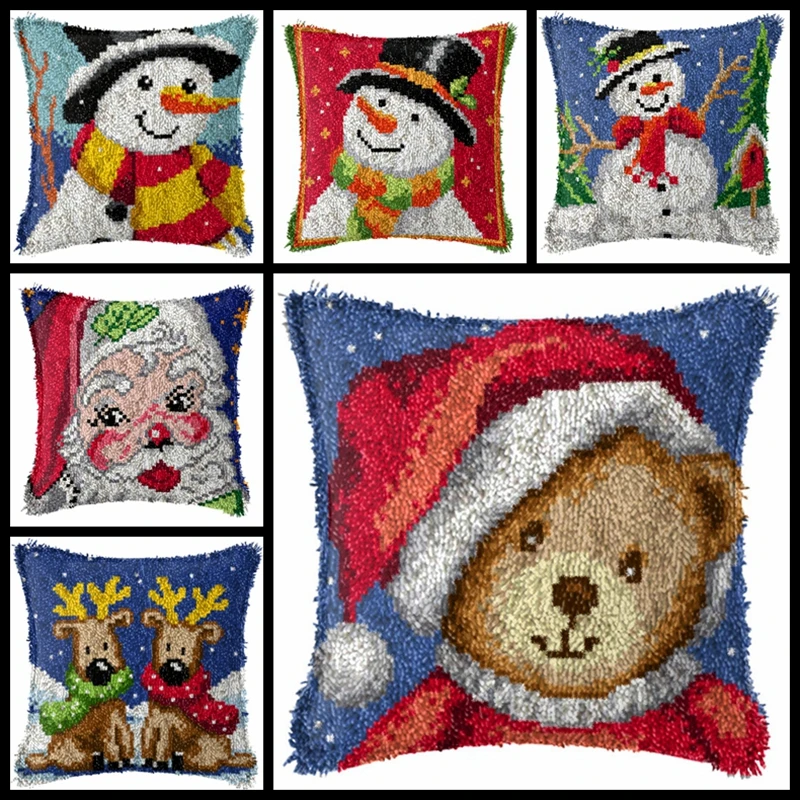 

Pulaqi Christmas Gift Exquisite Coarse Wool Cross Stitch Carpet Embroidery 3D Segment handmade DIY unfinished embroidery pillow