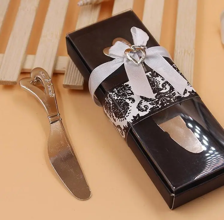 

Hot Sell 100pcs/lot Love Heart-shaped Handle Spreader Butter Knives Knife Wedding Gift Favors Wholesale
