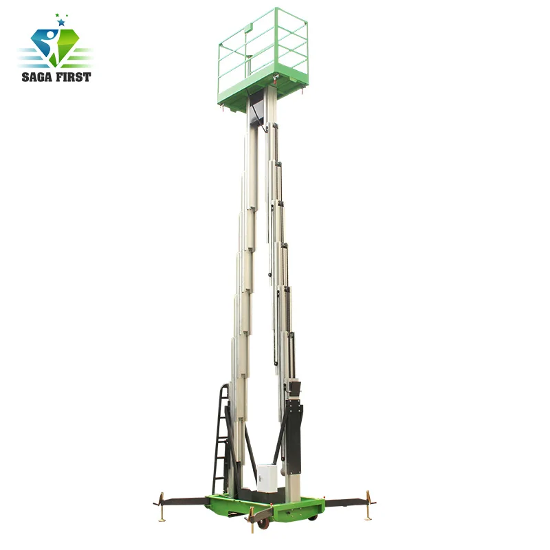 Двойные мачты алюминиевый гидравлический подъемник для воздушных работ|hydraulic
