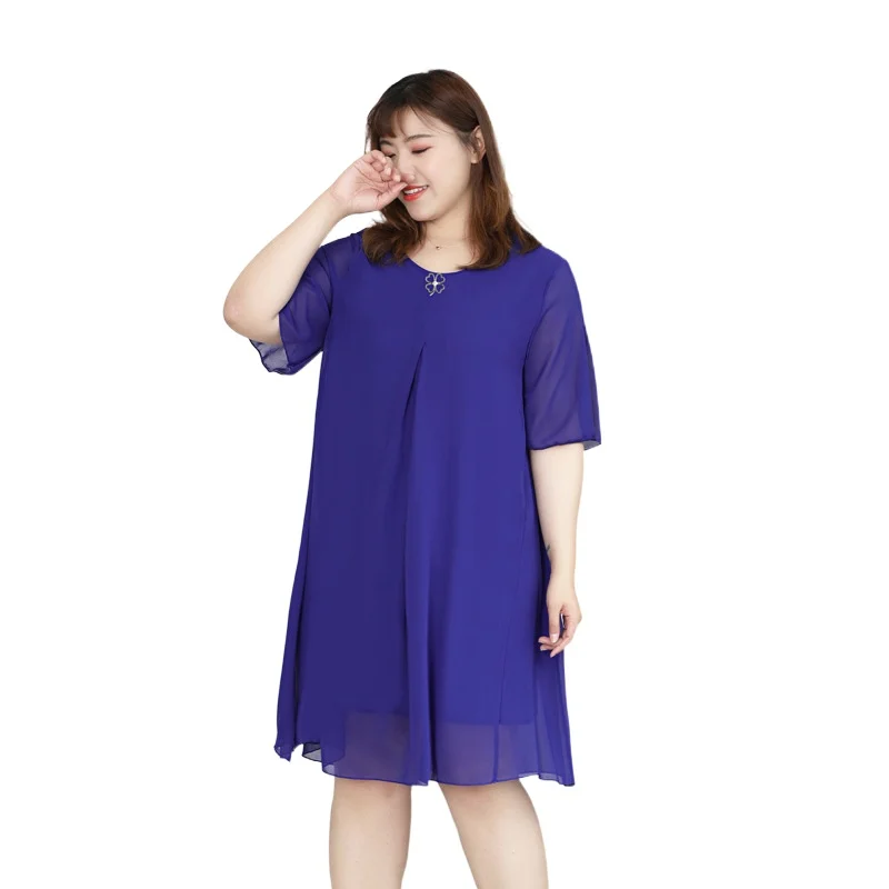 

Женское шифоновое платье с коротким рукавом, размеры от 4XL до 10XL