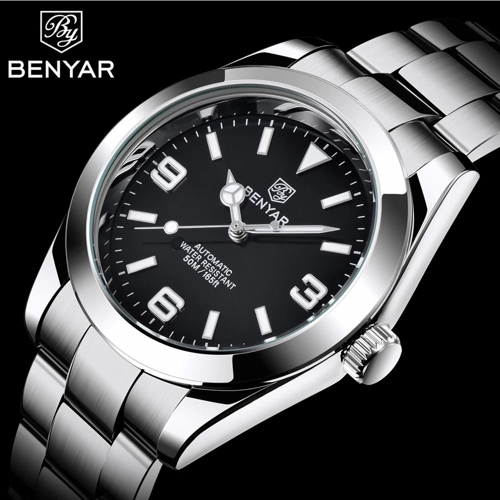 

Benyar Automatic Watch Luxury Men Watches Automatic Stainless Steel Watch Men Waterproof Mechanical Wristwatch Reloj Hombre XFCS
