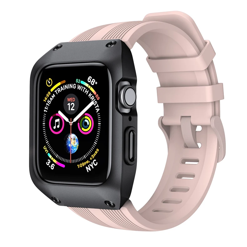 Blue pink Ударопрочный чехол для часов для Apple Watch серии 4 5 40 мм 44 мм защитный чехол Браслет для Apple iWatch 1 2 3 - Цвет ремешка: Blue pink