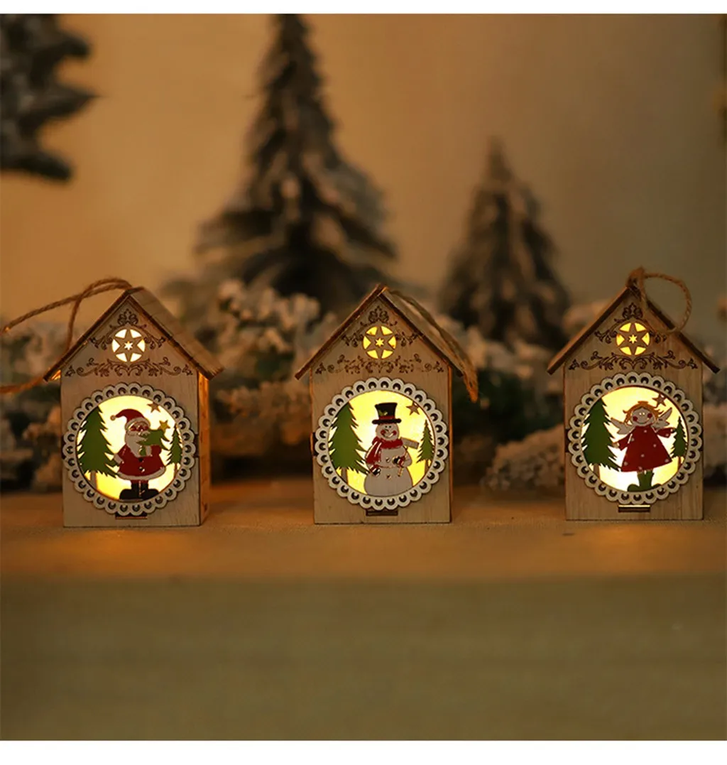 Рождественская елка висячие украшения светодиодный светильник деревянный дом