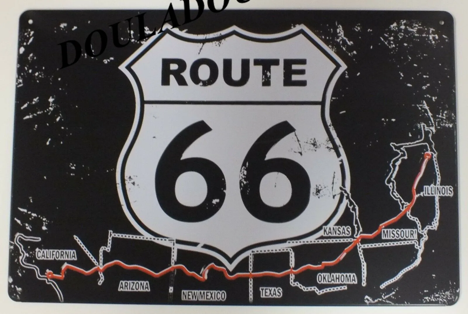 [Douladou] Исторический US Route 66 мотоцикл винтажный металлический жестяной знак бар