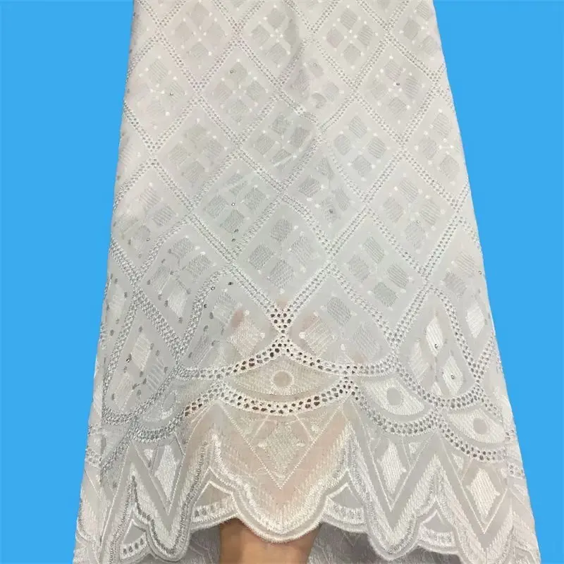 Желтый Чистый хлопок дизайн швейцарская вуаль кружева в Швейцарии с камнями