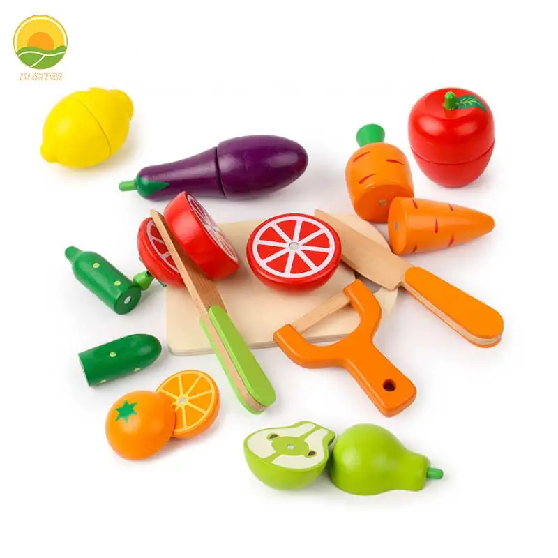 

8Pcs/Set Children's wooden cut fruits vegetables kitchen toys game simulation play early education house montessori girl