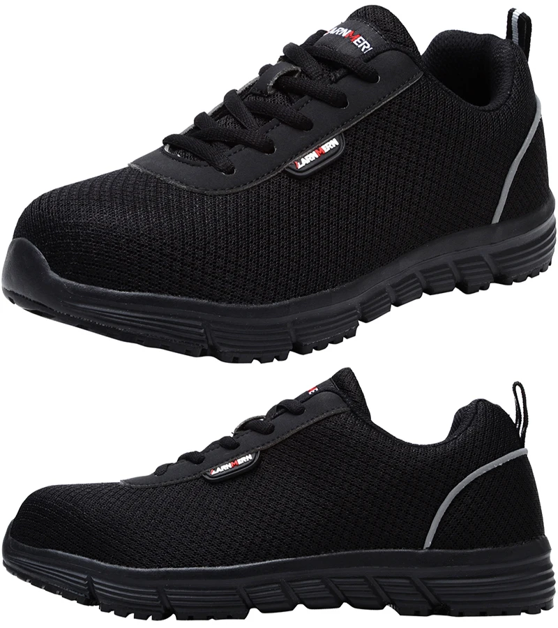 LARNMERN Women's Work Safety Shoes Steel Toe Lightweight Breathable Anti-Smashing Non-Slip Reflective Construction Sneaker