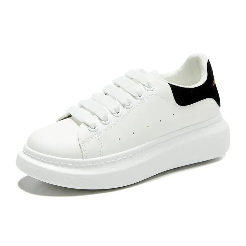 

White Sneakers Women Flats Shoes Tennis Female Ladies Leather Lace Up Sport 2021 Spring Loafers Unisex Large Size