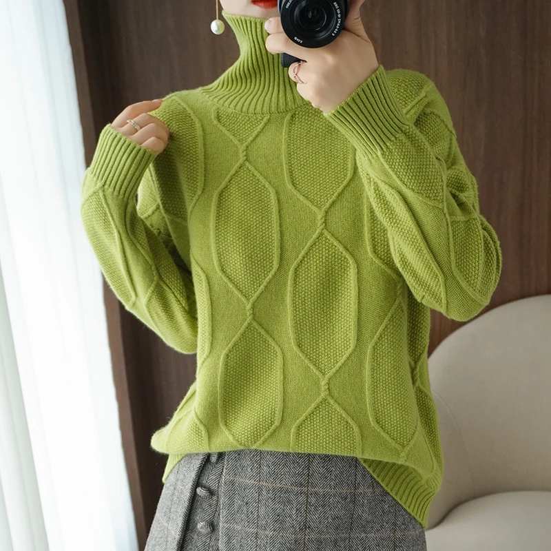 adohon 2020 woman winter 100% Cashmere sweaters autumn knitted Pullovers High Quality Warm Female thickening Turtleneck