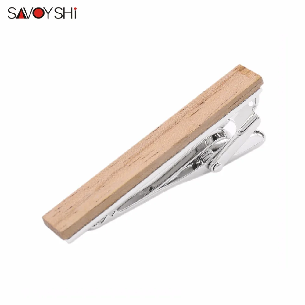Wood tie clips SAVOYSHI деревянный галстук-зажим для мужской галстук высокого качества белый дубовый галстук-булавка для бара брендовый ювелирный подарок Размер 51 мм* 7 мм - Окраска металла: Wood tie clips