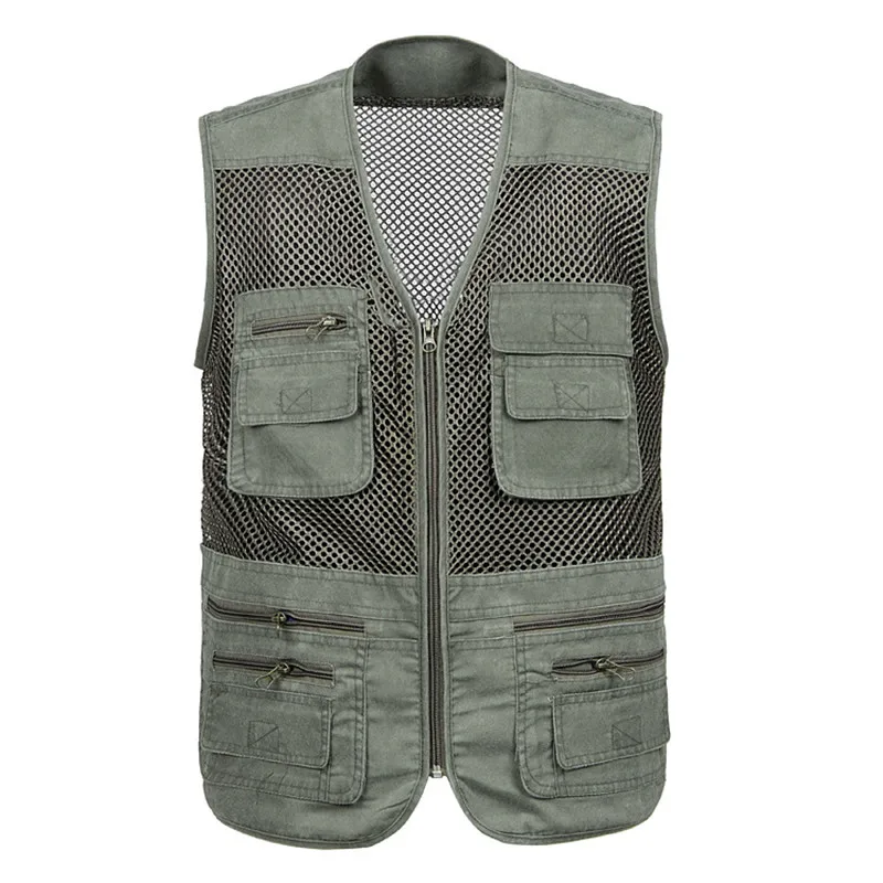 

Summer Outdoor Vest Men Multi-pockets Photography Quick Dry Fishing Vest Mesh Male Vest Casual Waistcoat Photography Clothing