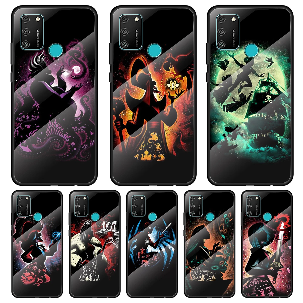 

Villain Disney Princess Tempered Glass Cover For Honor 30 20 10 9X 8X Pro Plus Lite Silicone Phone Case Coque