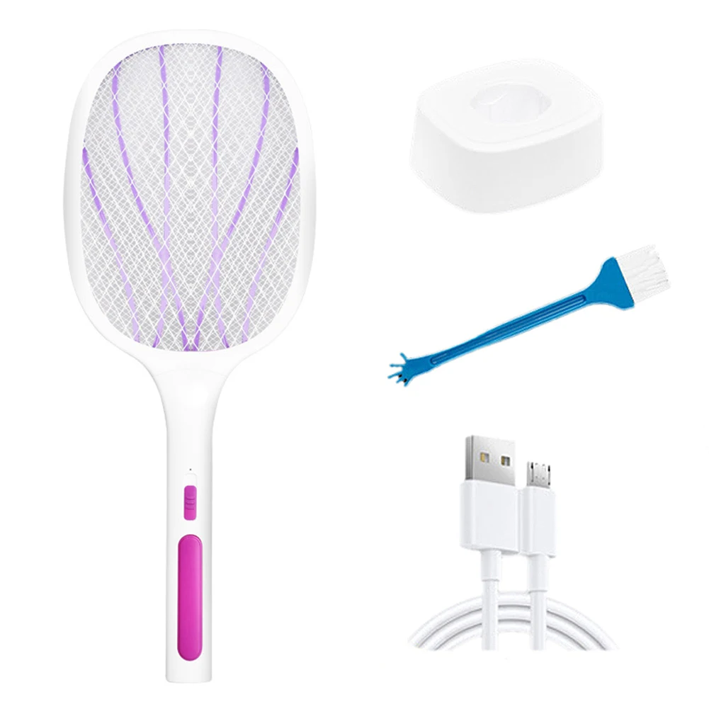 

2 in 1 Electric Killing Lamp USB Recharge UV Light Mosquito Zapper Handheld Insect Racket Exterminator for Fly Bug