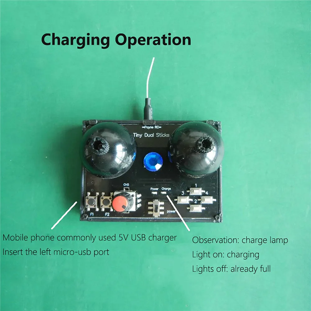 

Double Rocker 5-channel Remote Control Joystick with Receiver for Mini Model Aircraft, Off-road Vehicle Omnidirectional Vehicles