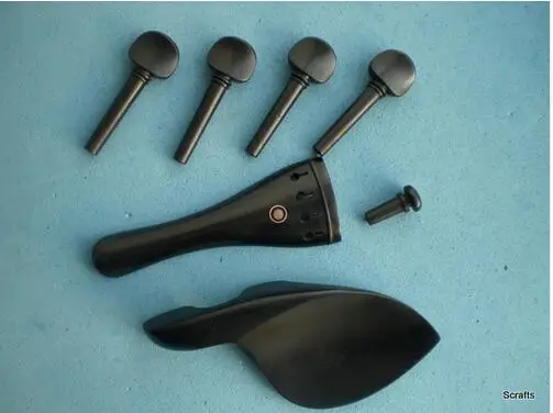 

1Sets Quality 4/4 set Ebony Violin parts including Chin rest tail piece & pegs end pin