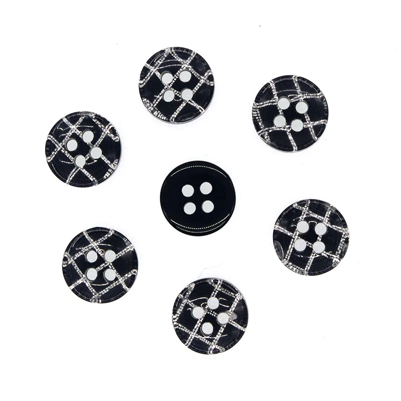 100 шт. резиновые пуговицы 4 отверстия круглые черные и белые для рубашки