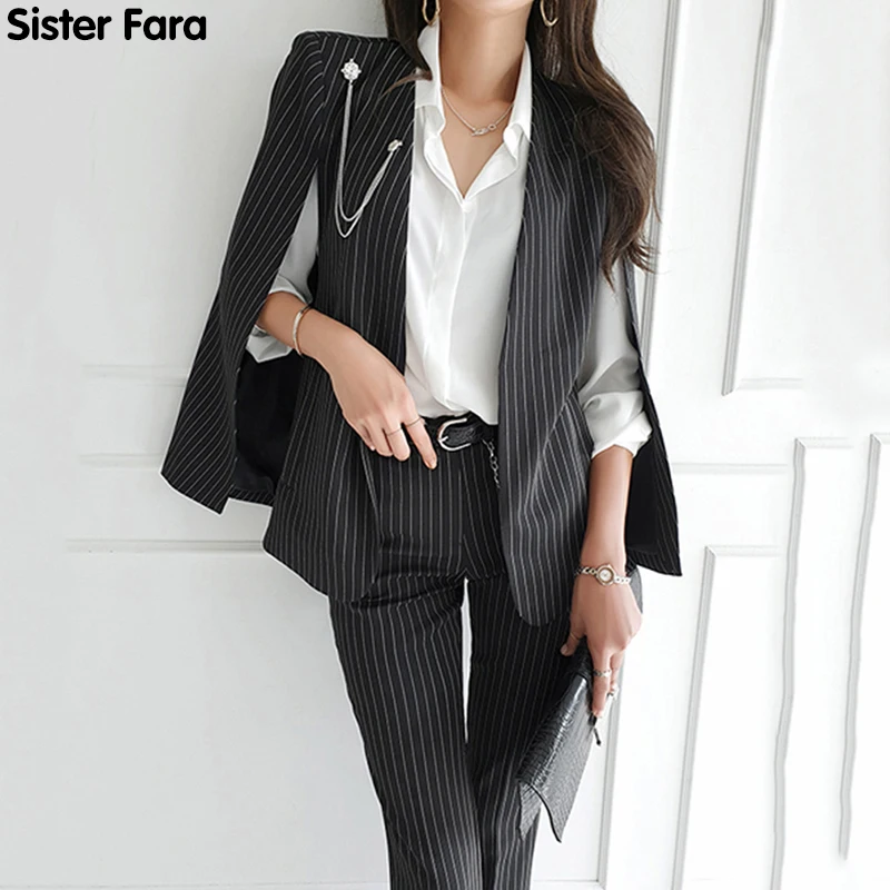 Женский костюм-двойка в полоску Sister Fara элегантный костюм из брюк и пиджака с