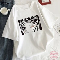 tearful girl summer aesthetic korean style oversized white t shirt graphic harajuku tees black comics anime tshirt women clothes