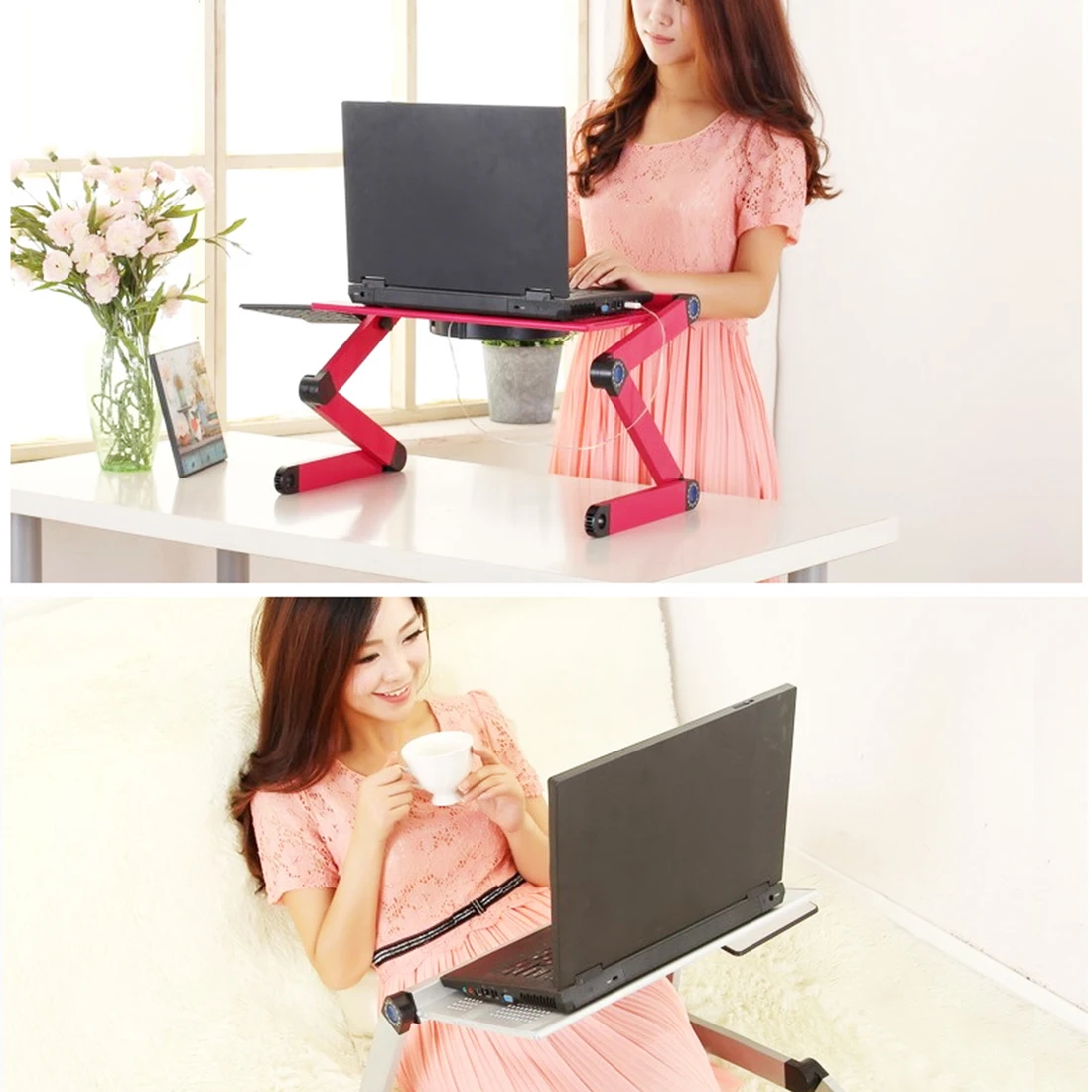 

Laptop Desk Office Adjustable Ergonomic Portable TV Bed Aluminum Tray PC Table Stand Notebook Table Desk Stand with Mouse Pad