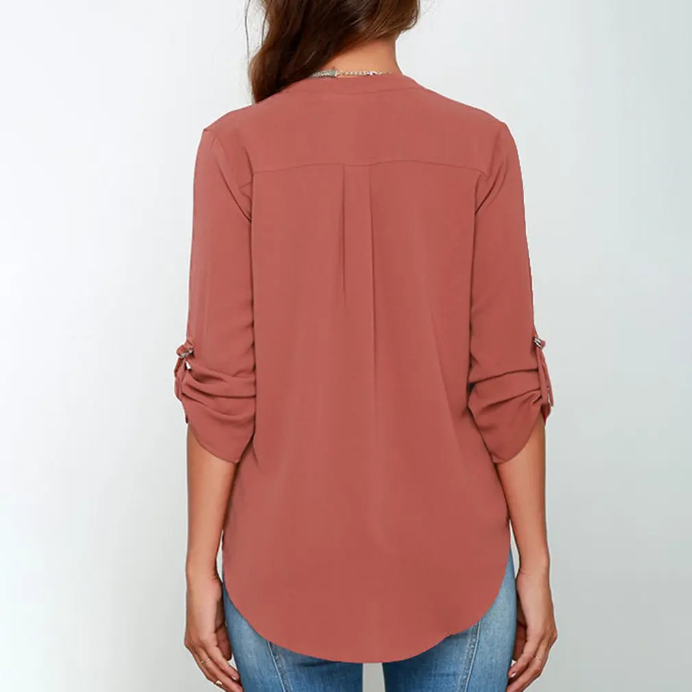 Женская модная блузка с длинными рукавами повседневные топы из шифона женская