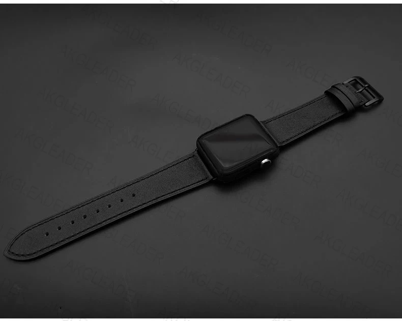 40 мм 44 мм черный ремешок для Apple Watch Series 5 ремешок для часов из натуральной кожи браслет один двойной тур полосы для iWatch серии 3 2
