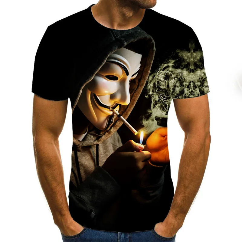 

2020 New Men T shirt Sketch The Clown 3D Printed T Shirt Men Joker Face Casual O-neck Male tshirt Clown Short Sleeved Joke Tops